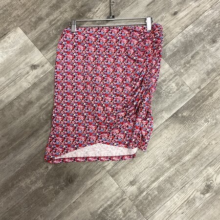 Pink and Purple Floral Print Skirt - Size S