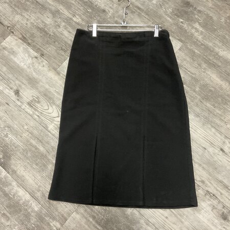 Black Midi Skirt with Trim - Size 10