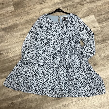 Blue Dress with Navy Flowers - Size XL