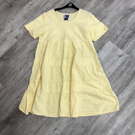 Yellow Textured T-shirt Dress - Size M