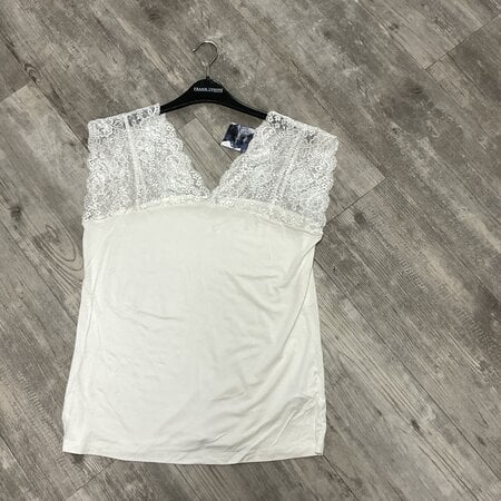 Cream Top with Lace - Size L