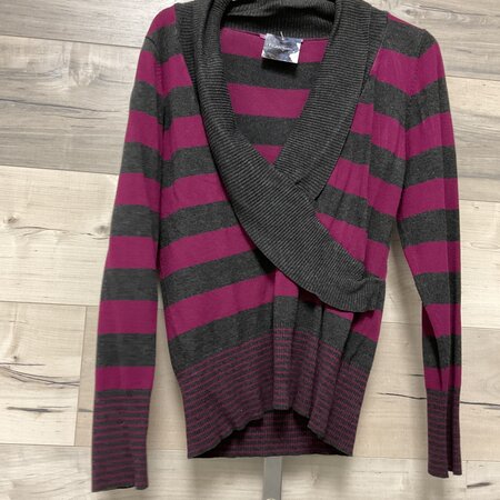 Purple and Grey Striped Sweater Size L