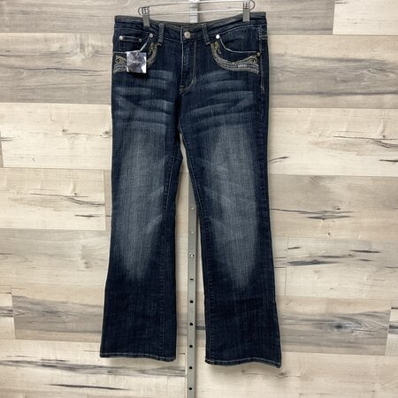 Dark Wash Jeans with Gold Detail Size 9/10