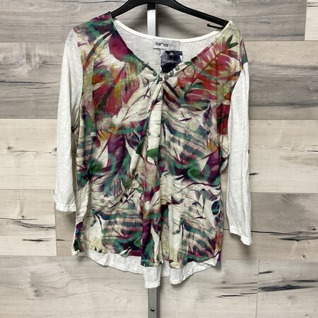 Colorful Blouse with White Sleeves - Size XL