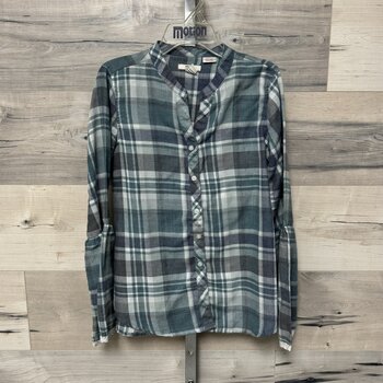 Plaid Button Down with Puff Sleeve - Size 10