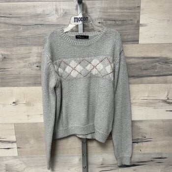 Knit Sweater with Argyle Panel - Size XS