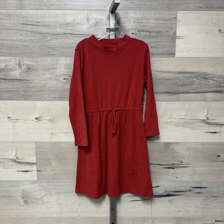 Cherry Red Ribbed Dress with Drawstring - Size 8