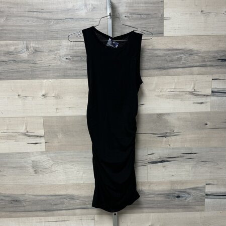 Black Tank Dress with Side Ruching - Size M