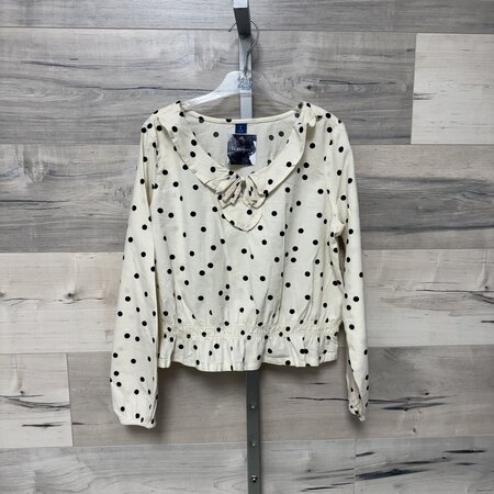 Offwhite Top with Black Dots and Ruffle - Size XL