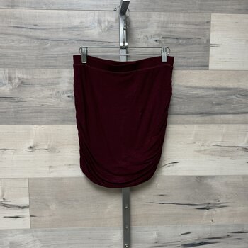 Burgundy Jersey Skirt with Ruching - Size S