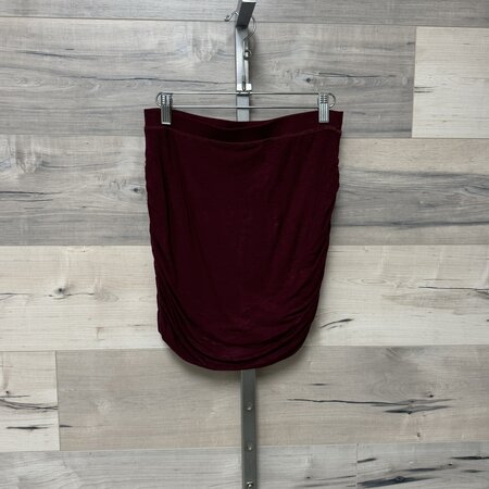 Burgundy Jersey Skirt with Ruching - Size S