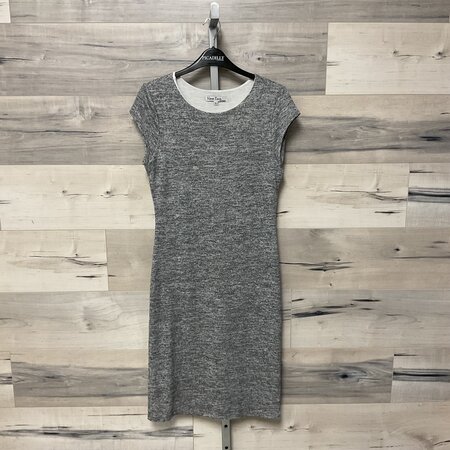 Grey Melange Lined Cap Sleeve Dress - Size L