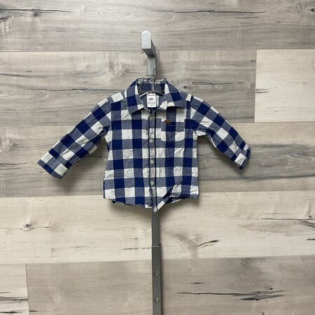 Blue and White Plaid Button-up - Size 9M