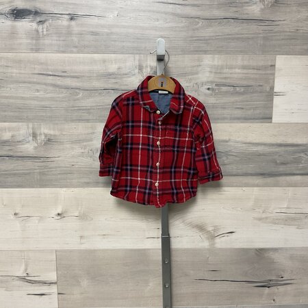 Red and Navy Plaid Button-up - Size 6-12M