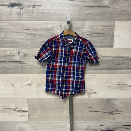 Blue Short Sleeve Check Button Down - Size 4