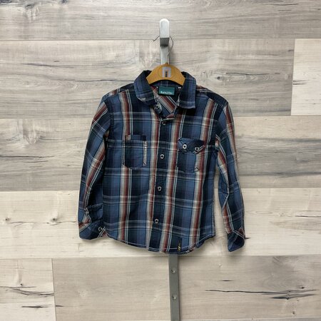 Navy Check Button Down - Size 4