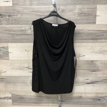 Black Sleeve-less Top with Draping Neckline - Size 3X