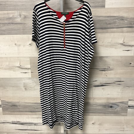 Navy and White Striped Dress - 3X
