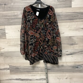 Sheer Paisley Print Top with Lining - Size 52