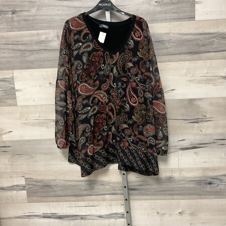 Sheer Paisley Print Top with Lining - Size 52