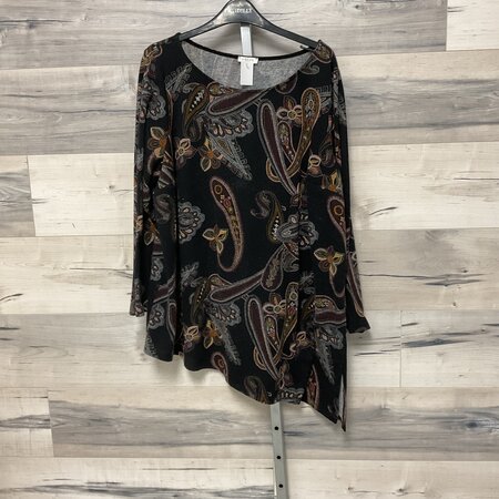 Charcoal Sweater with Paisley Print - Size 3X