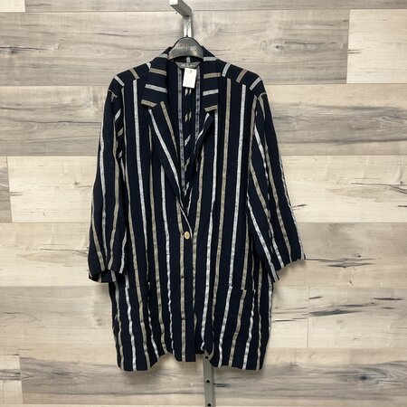 Navy Linen Striped Button-up - Size 24