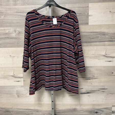 Striped 3/4 Sleeve Shirt - Size 4X