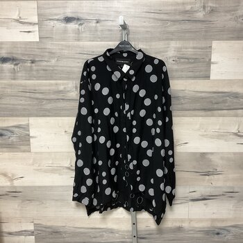 Black Sheer Top with White Polkadots - Size 2X