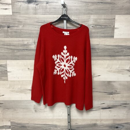 Red Fleece Sweater with Snowflake - Size 3X