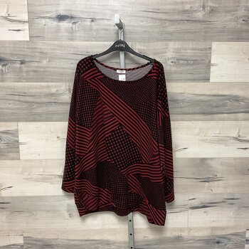 Red and Black Print Sweater - Size 3X