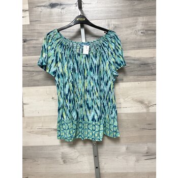 Teal and Green Print T shirt - Size M