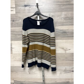 Navy and Mustard Knit Sweater - Size L