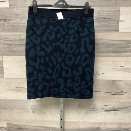 Navy and Green Print Skirt - Size L