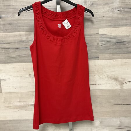 Red Ribbed Tank Size L