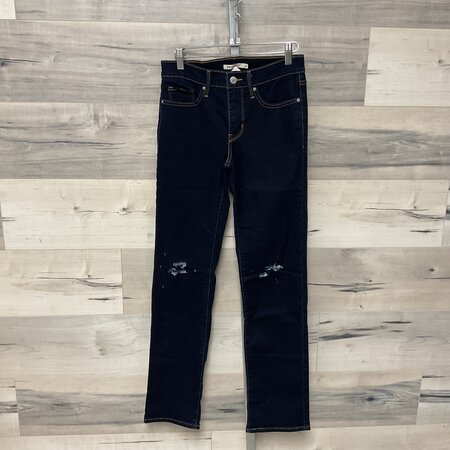 Navy Distressed Shaping Jeans - Size 27