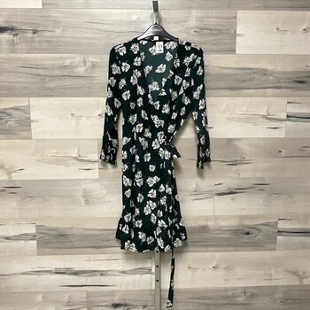 Green Floral Print Wrap Dress - Size 38