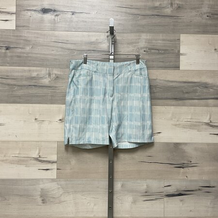 Stretch Shorts with Blue Line Print - Size 10