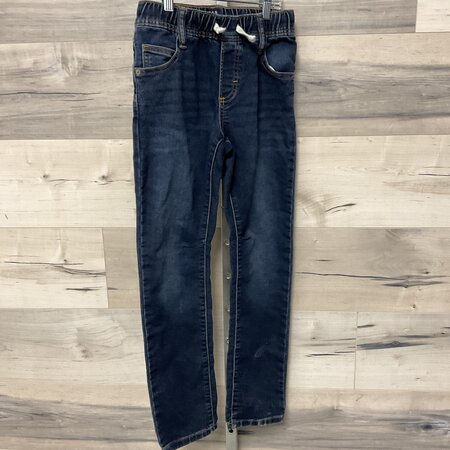 Dark Washed Jeans with White Drawstring - Size L