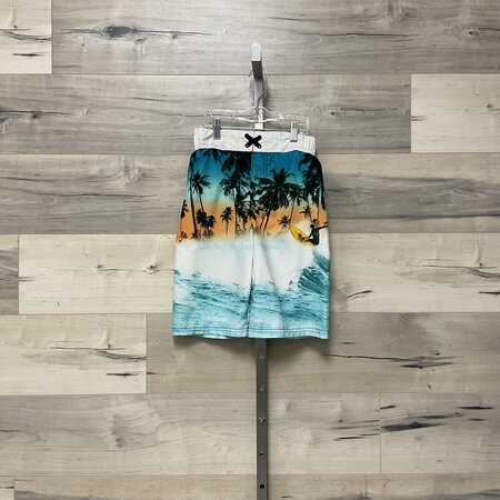 Beach Print Swim Trunks - Size 10/12