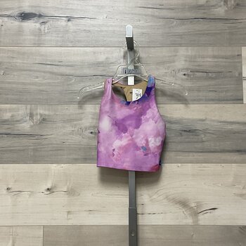 Pink/Blue Cropped Tank with Bra - Size 6/7