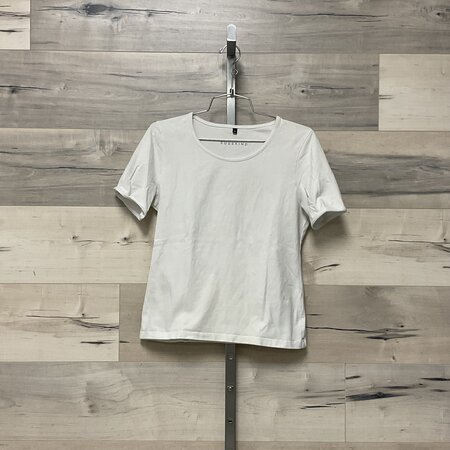 White Basic Tee with Picot Trim - Size M