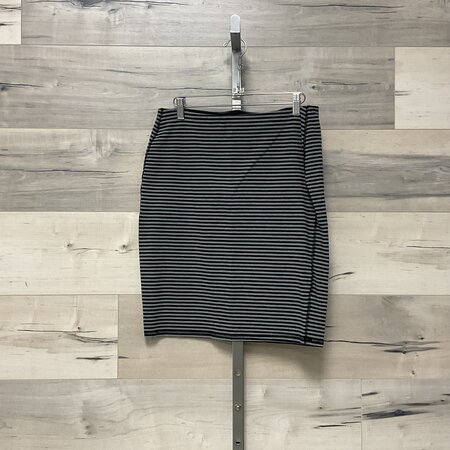 Black and Grey Jersey Striped Skirt - Size M