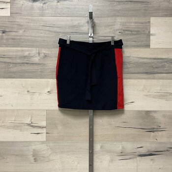 Navy and Red Jersey Skirt with Tie - Size M