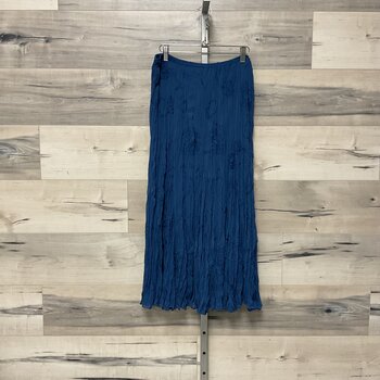 Blue Midi Skirt with Roses - Size L