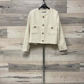 Ivory Tweed Jacket with Gold Buttons - Size L