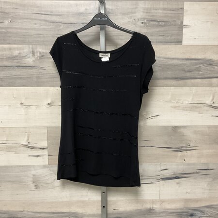 Black Sequin Accent Tee Size M