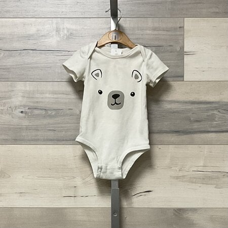 Cream Bear Face Onesie - Size 12 M