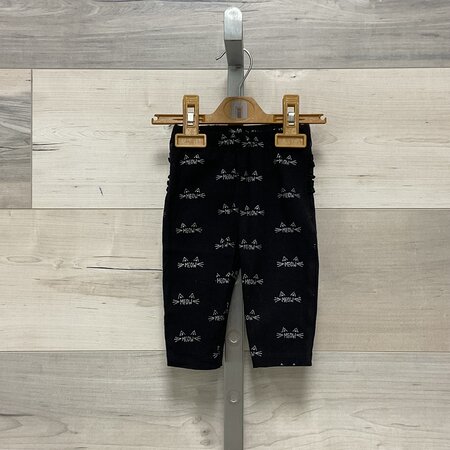 Black Meow Leggings with Ruffles on Back - Size 0-3M