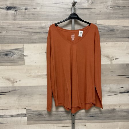 Orange V Neck Long Sleeve Size 3X