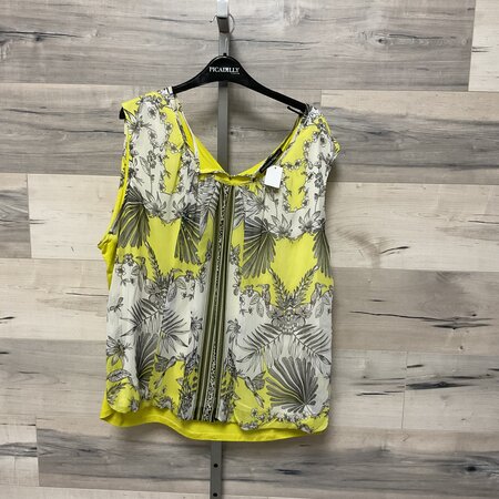 Yellow , Black and Cream Floral Top Size 3X